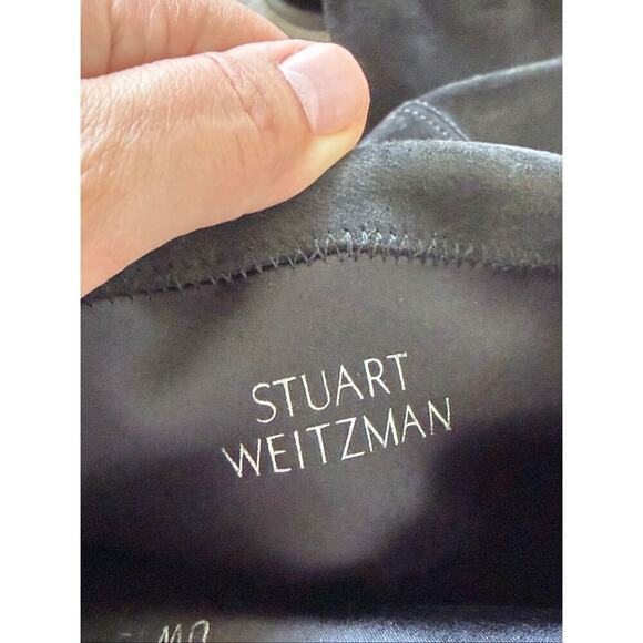 Stuart Weitzman Suede Over The Knee Boots Black Almond Toe Size 6.5 Pull On Styl - Picture 7 of 9